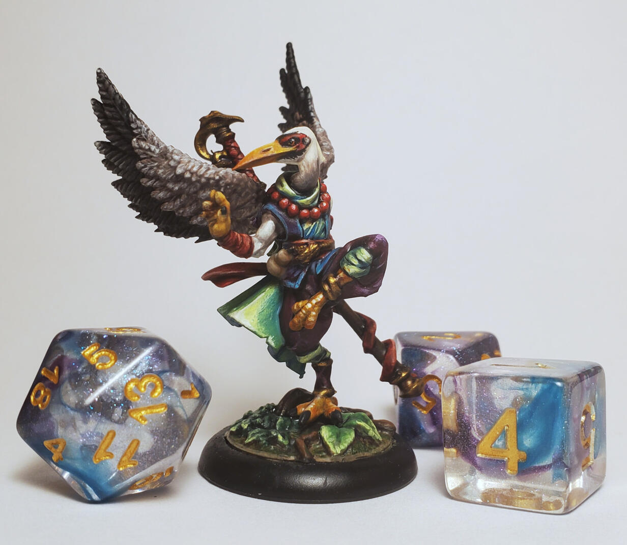 Painted D&D figure of a crane, who is a monk